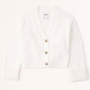 Abercrombie Cameron Seed-stitch cardigan with foldover cuffs - Cream